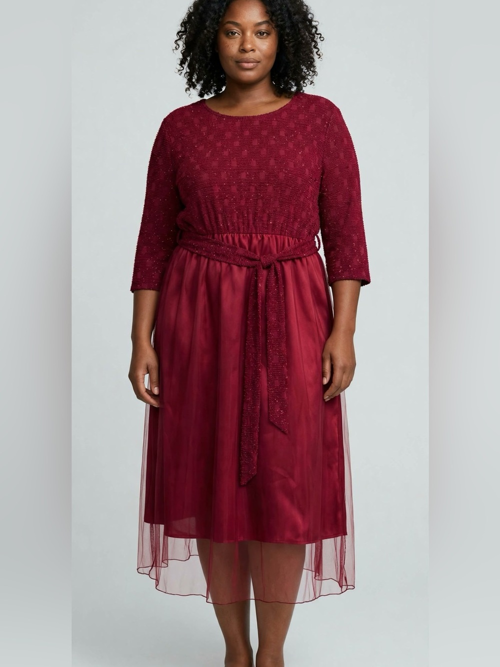 BloomChic Plus Size 3XL Elegant Burgundy Party Dress